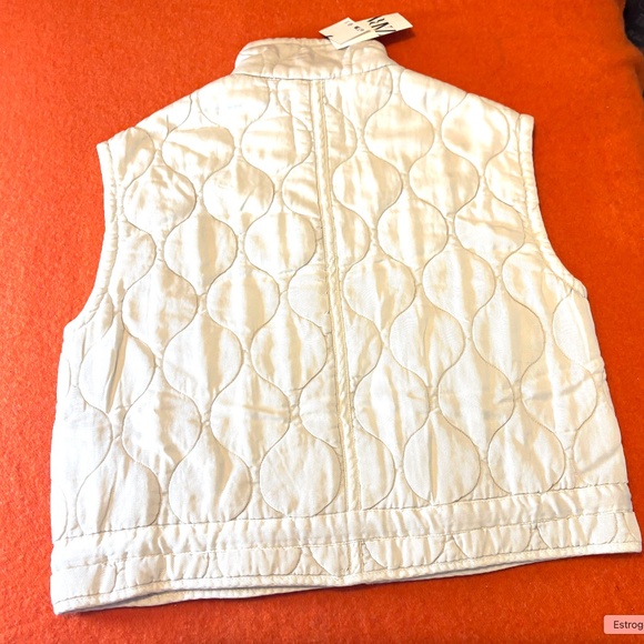 Zara oversized ecru off white lyocell and cotton quilted puffer vest NWT - Picture 12 of 13